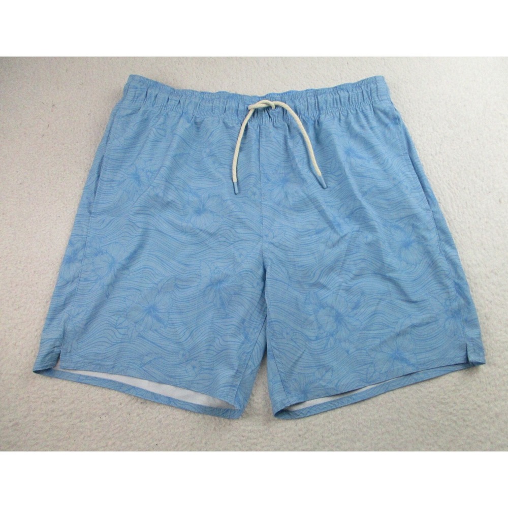 Laguna‎ Swim Shorts Mens L Blue Floral AOP Drawstring Pockets Trunks Beach Surf